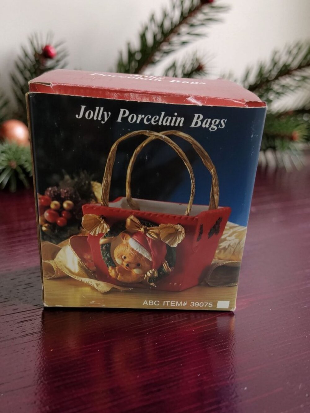 vintage abc distributing jolly porcelain bags gift bag figurine